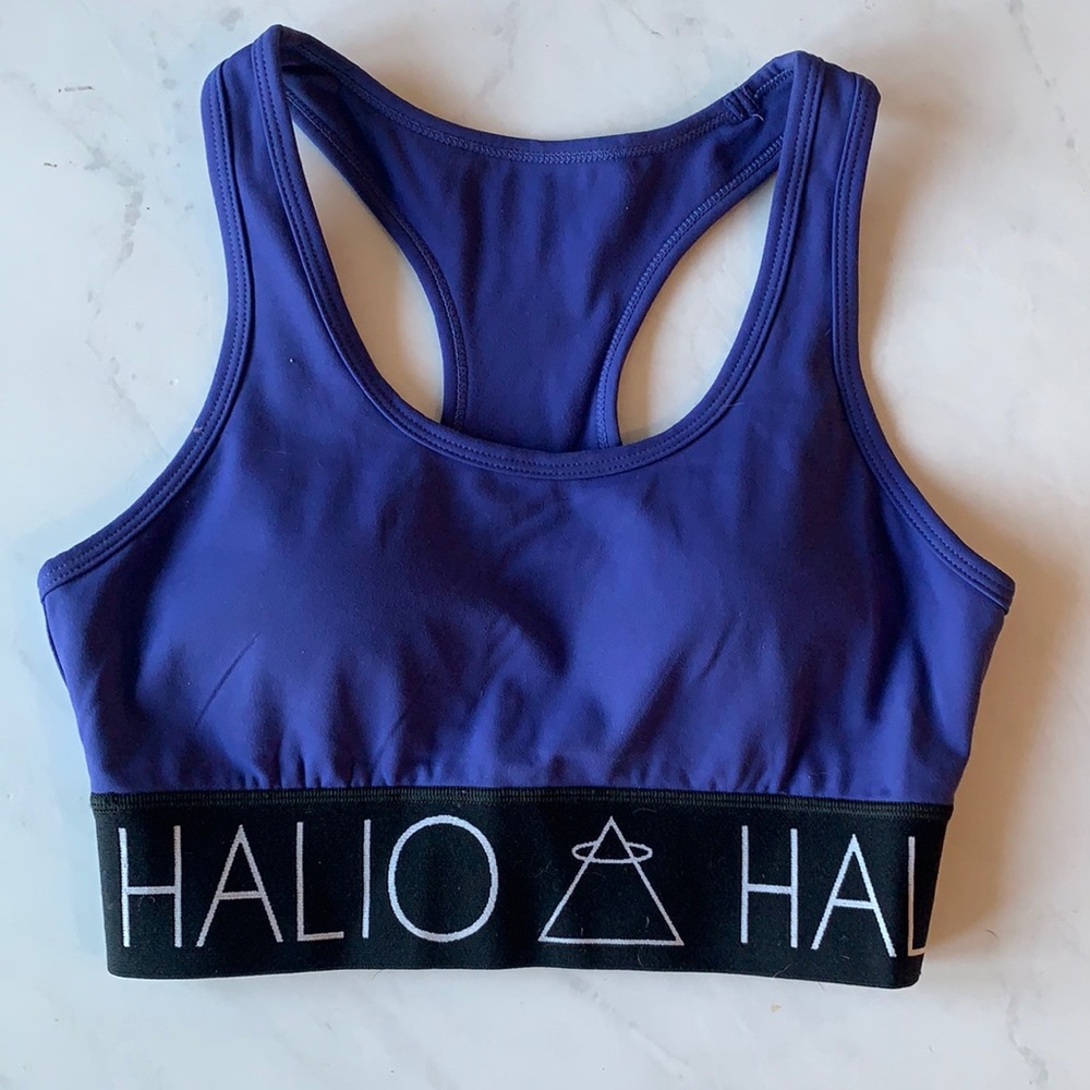 Purple Halio sports bra, size M